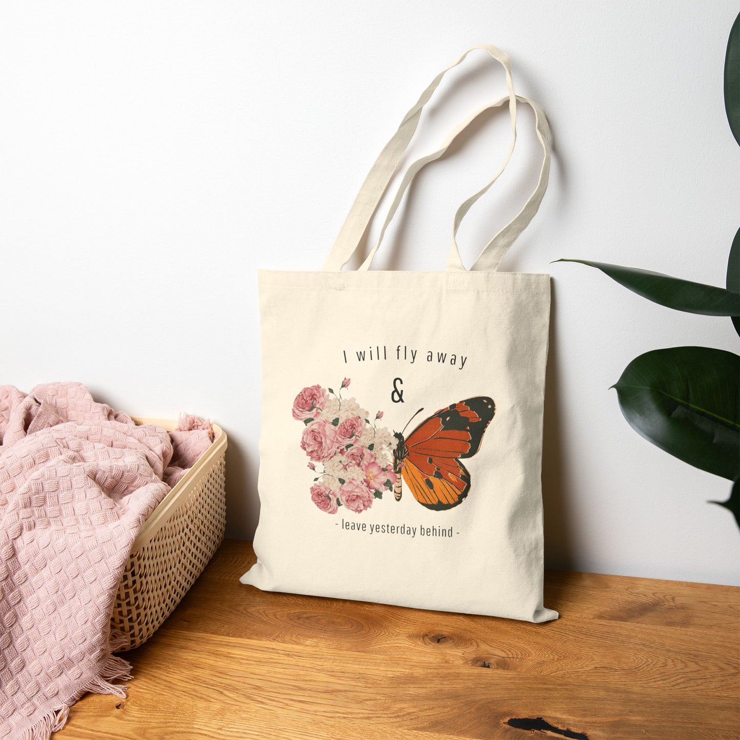 Butterfly Floral - Cotton Canvas Tote Bag