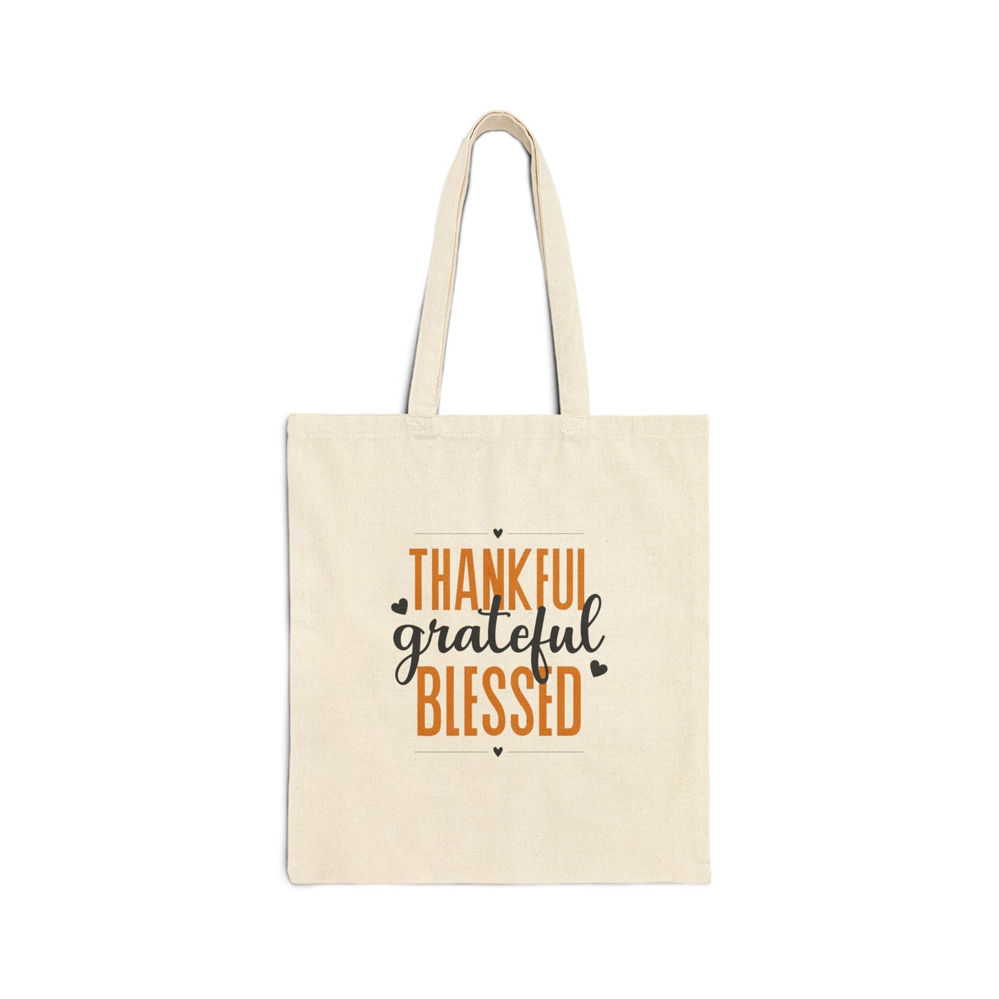 Thankful Grateful Blessed Cotton Canvas Tote Bag